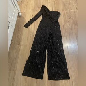 Black Sequin Wide-Leg Jumpsuit - Women